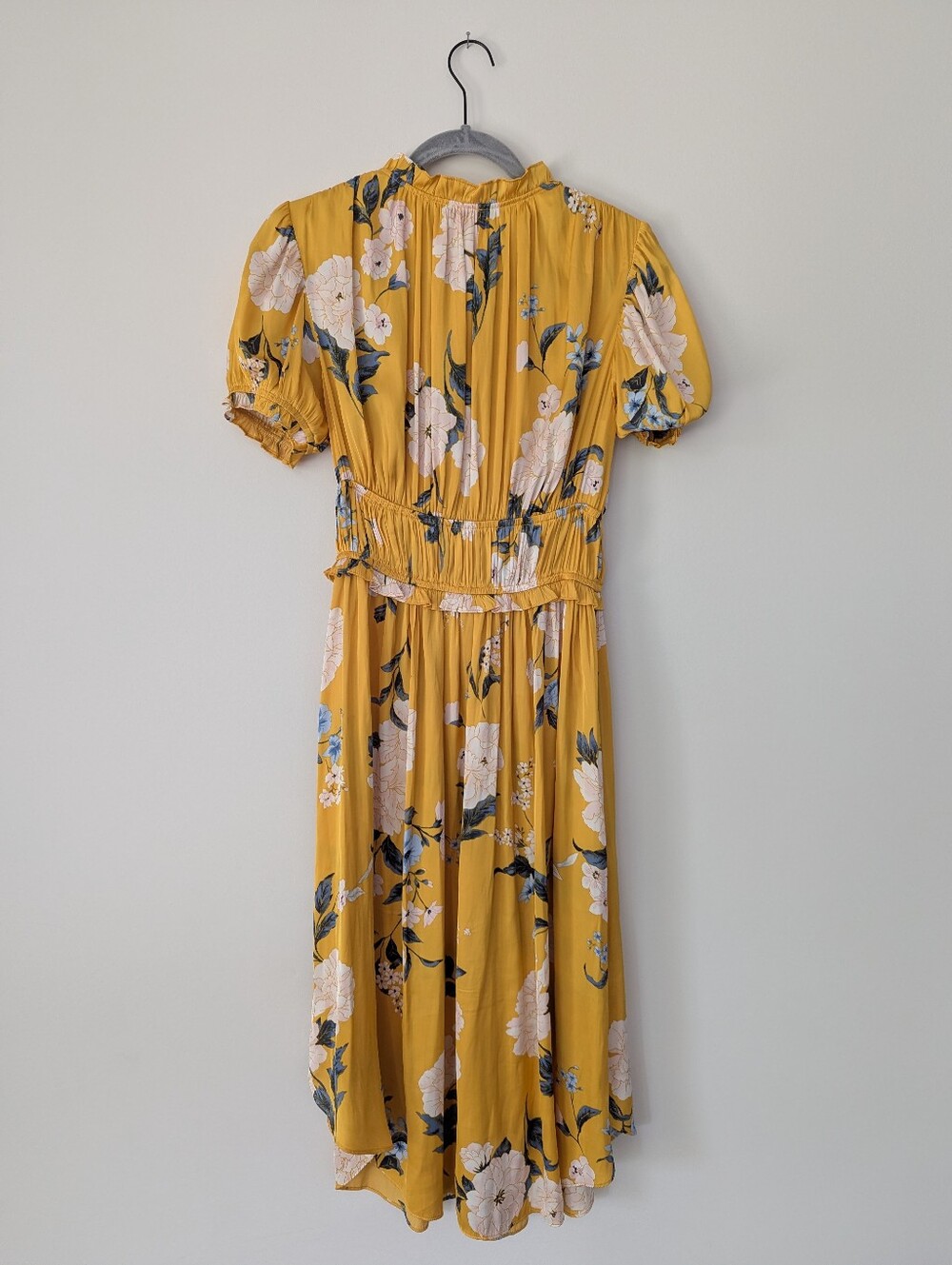 Anthropologie Current Air Marigold Smocked Floral Short Sleeve Maxi Dress - Picture 6 of 12